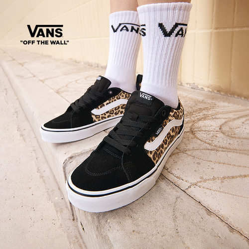Vans范斯官方豹纹黑色女子板鞋