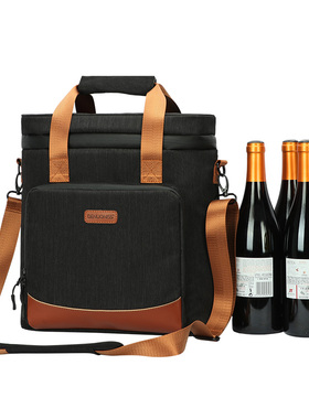 厂家直销高品质防撞复古红酒包防水密封拉链加厚隔层手户外冰袋