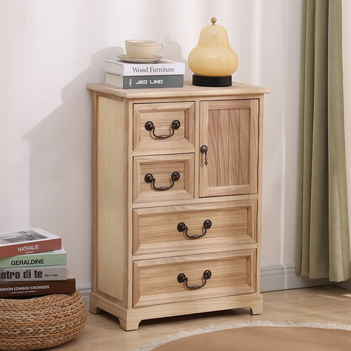 实木复古美式床头柜斗柜整装