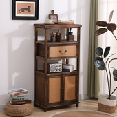 复古餐边柜实木茶水柜新中式 边几双门柜斗柜小书架茶柜靠墙储物柜