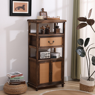 复古餐边柜实木茶水柜新中式边几双门柜斗柜小书架茶柜靠墙储物柜