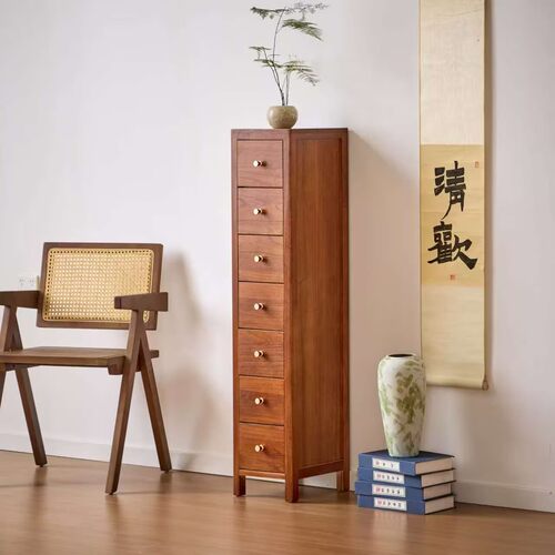 美式斗柜小型简约实木床头柜客厅窄储物柜子宽25cm夹缝收纳柜整装