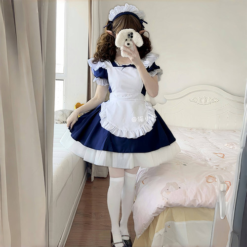 大码天使女仆装全套绀色连衣裙