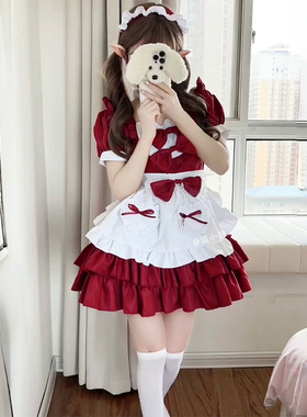 lolita日常大码圣诞女仆装洛丽塔日常轻lo公主连衣裙cosplay女装