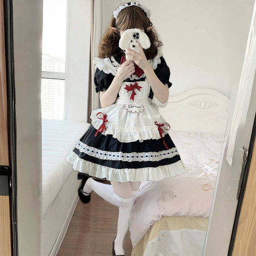 原创古早doll感大码lolita女仆裙