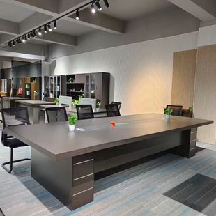 青岛办公家具会议桌椅组合无纸化会议桌会议椅高端大气工程款