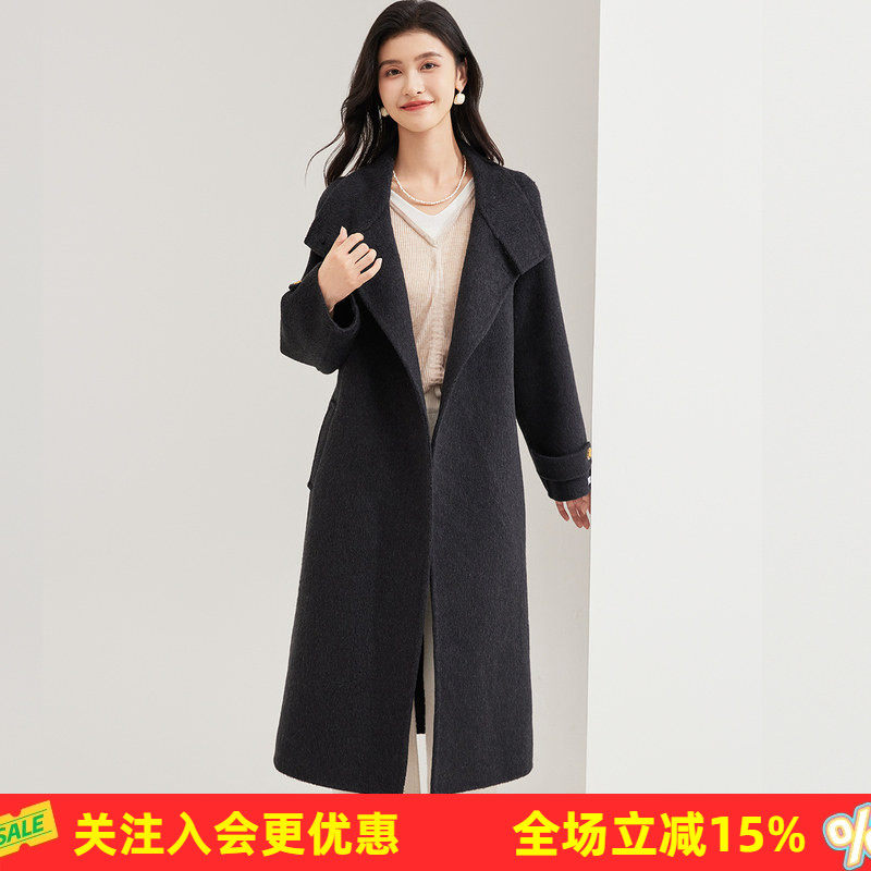 金菊2026新款大翻领轻奢名媛洋气上衣风衣休闲百搭中长款女式大衣