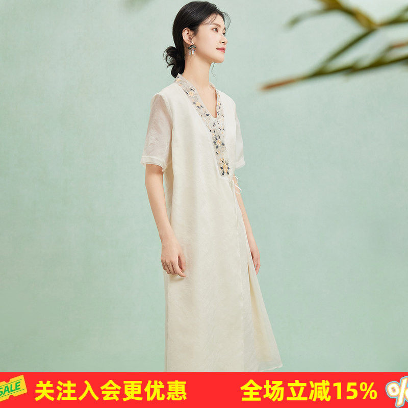 欧根纱【宽松大版】国风设计感26年夏季新品女式连衣裙透气舒适