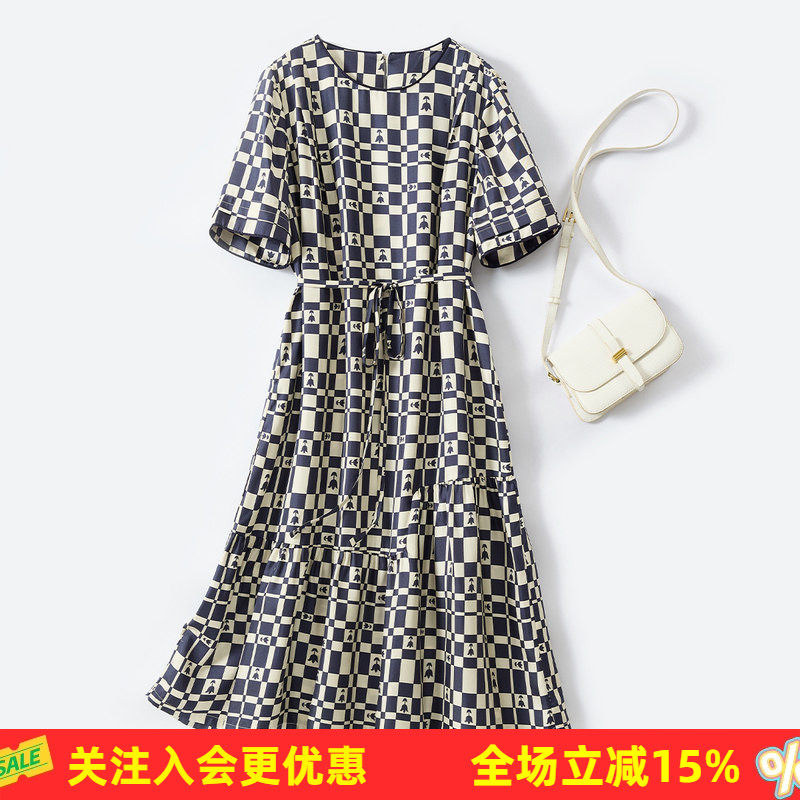 金菊【18姆米斜纹绸】宽松大版夏季新款桑蚕丝100%真丝连衣裙女