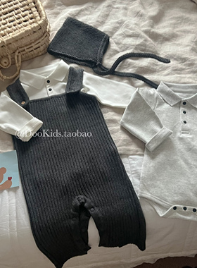 ins婴儿毛线针织背带连体衣男宝宝秋季包屁哈衣春秋百天周岁爬服