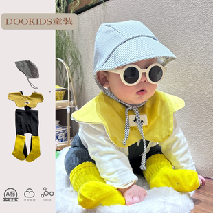 ins韩版春秋季婴儿长袖T恤打底衫男女宝宝高腰护肚弹力举重裤套装