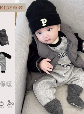 ins韩版婴幼儿夹棉马甲秋冬季加绒加厚男女宝宝百搭洋气坎肩背心