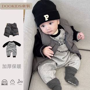 ins韩版婴幼儿夹棉马甲秋冬季加绒加厚男女宝宝百搭洋气坎肩背心