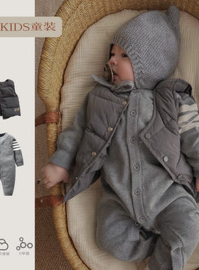 ins韩版婴幼儿夹棉马甲秋冬季加绒加厚男女宝宝百搭洋气坎肩背心