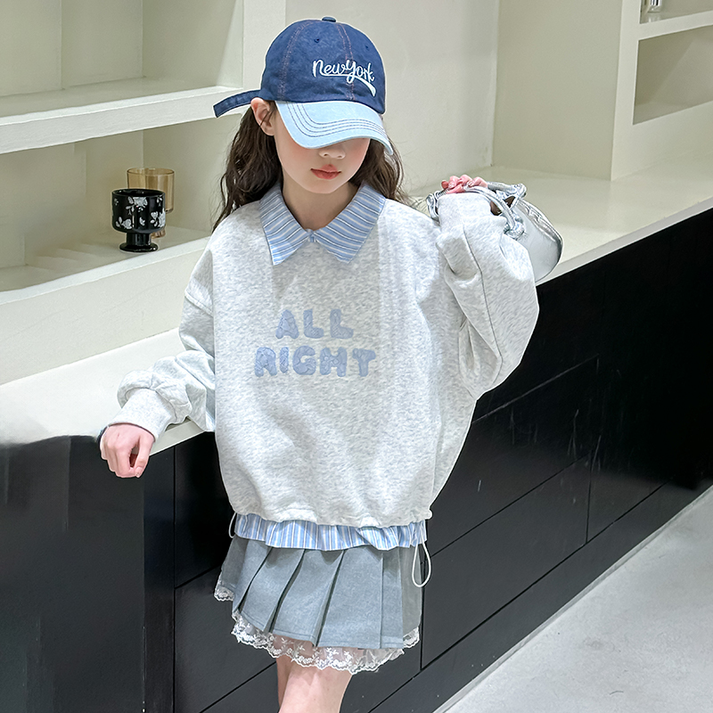 女童春秋假两件卫衣大童儿童