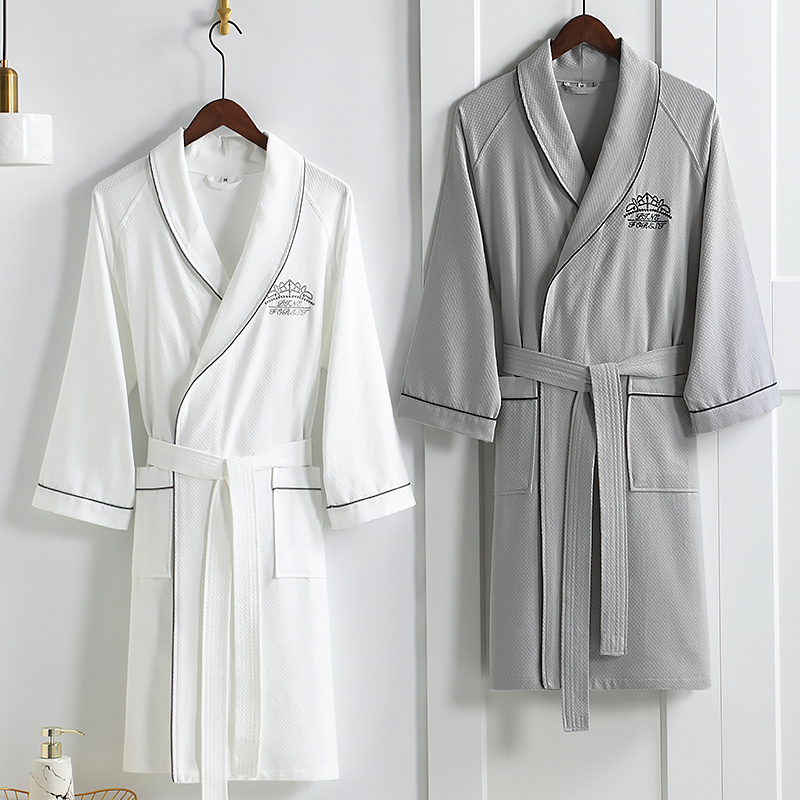 五星级酒店纯棉浴袍男女士四季通用吸水浴衣成人夏季长款睡袍睡衣