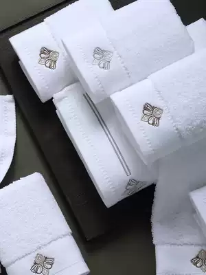 2 packs of European-style simple embroidered square towel Hotel white cotton face washing household small towel square hand towel