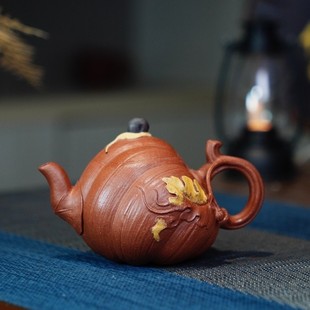 瓜趣壶 宜兴紫砂茶壶 精品全手工花器家用泡茶壶功夫茶具160cc