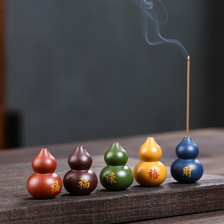 宜兴紫砂茶宠小葫芦香插福禄手把图片