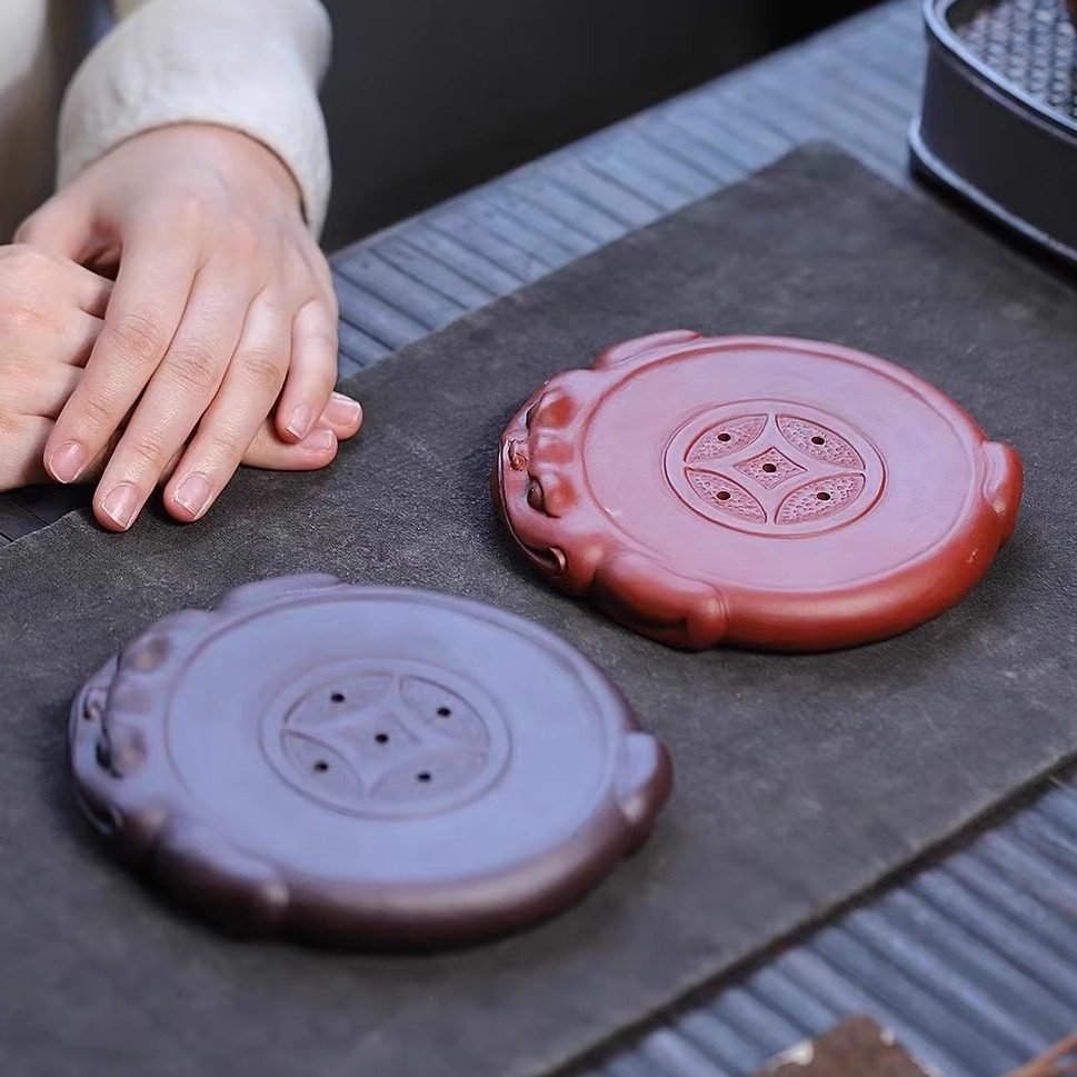 宜兴紫砂壶承【金蟾壶承】茶托盘三足金蟾精品茶托壶承原矿纯手工