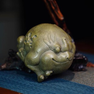 宜兴紫砂茶宠【慎思祥瑞独具慧眼金蟾】招财可养趣味创意设计送礼