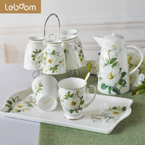 陶瓷茶杯套装6只装家用待客现代客厅整套茶具简约中式复古田园风