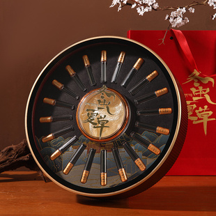 新款虫草团圆大圆盘冬虫夏草礼盒包装盒金边圆盒管子装精美礼品盒