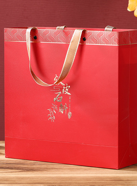 新款红色铁皮石斛西洋参海参燕窝冬虫夏草名贵礼品手提袋通用纸袋