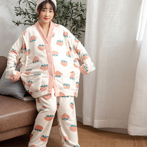 冬季法兰绒大码月子服孕妇家居服