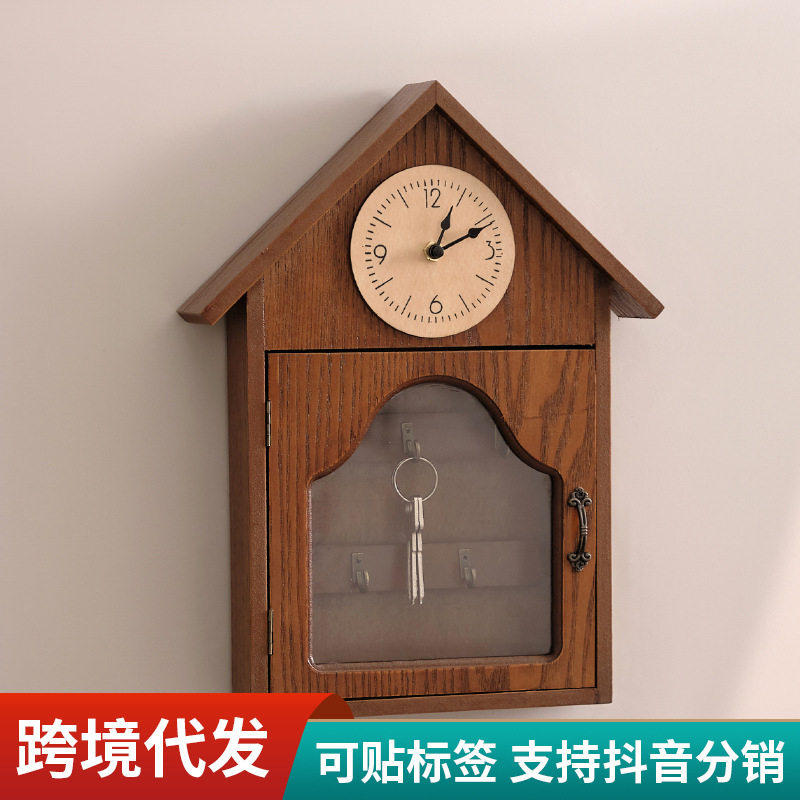 创意进门口墙上装饰挂钩免打孔入户玄关钥匙挂钩挂架收纳木质置物