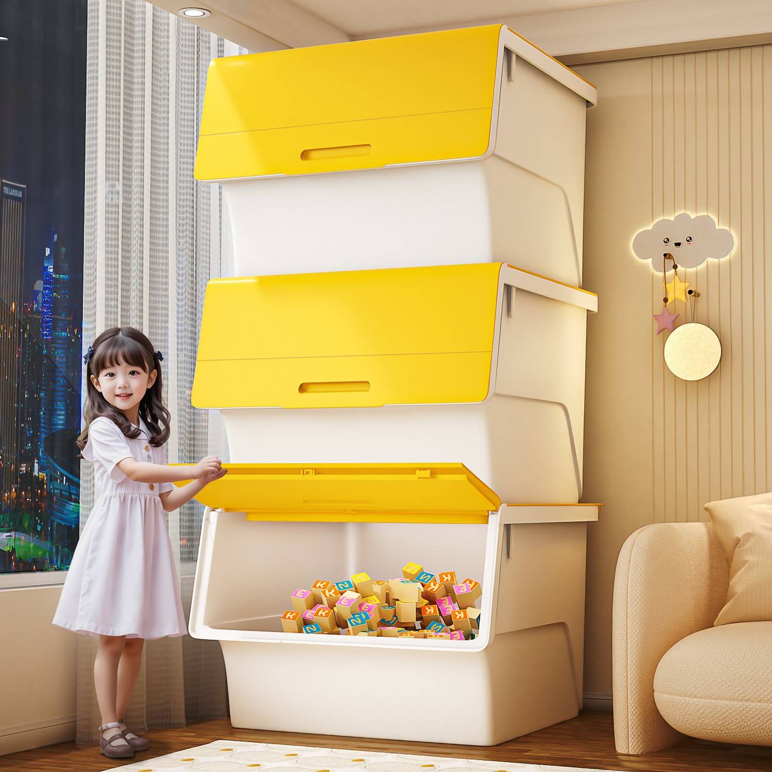 儿童玩具收纳箱家用塑料整理衣服