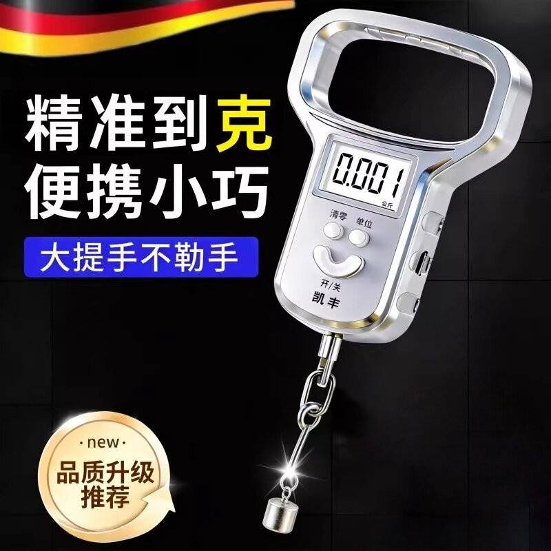 德国手提电子秤高精度小型便携式充电款家用弹簧称商用克称随身带