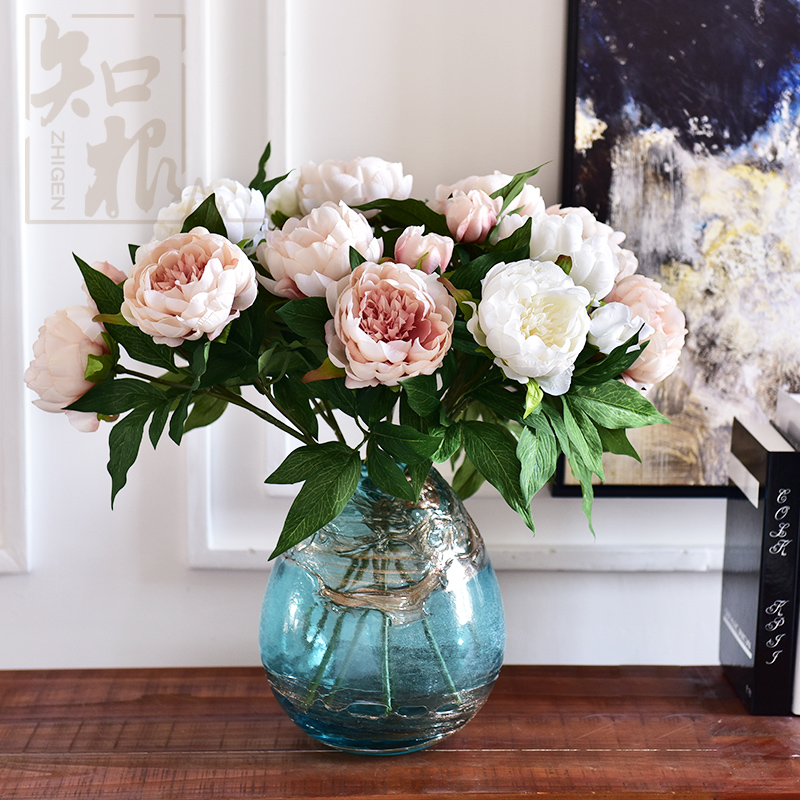 知根北欧仿真3头芍药花卉牡丹花