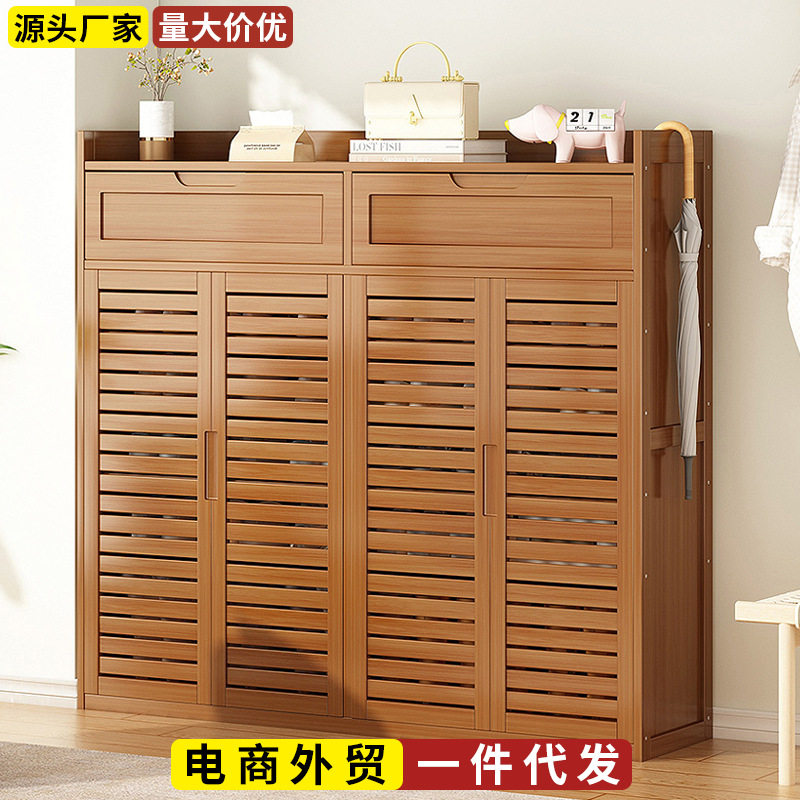 鞋柜家用门口多层简易竹木收纳柜入户一体鞋架子直销一件