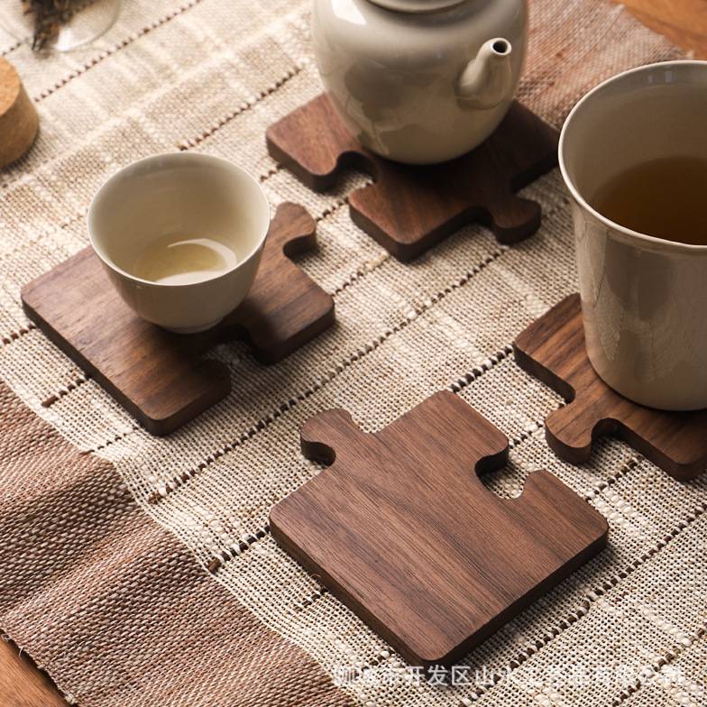 实木原木茶杯垫黑胡桃木杯垫茶道