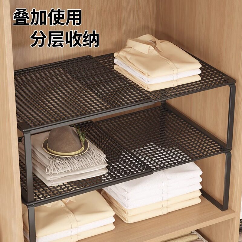 衣柜分层隔板宽伸缩收纳架置物架柜子分层架橱柜收纳空间利用