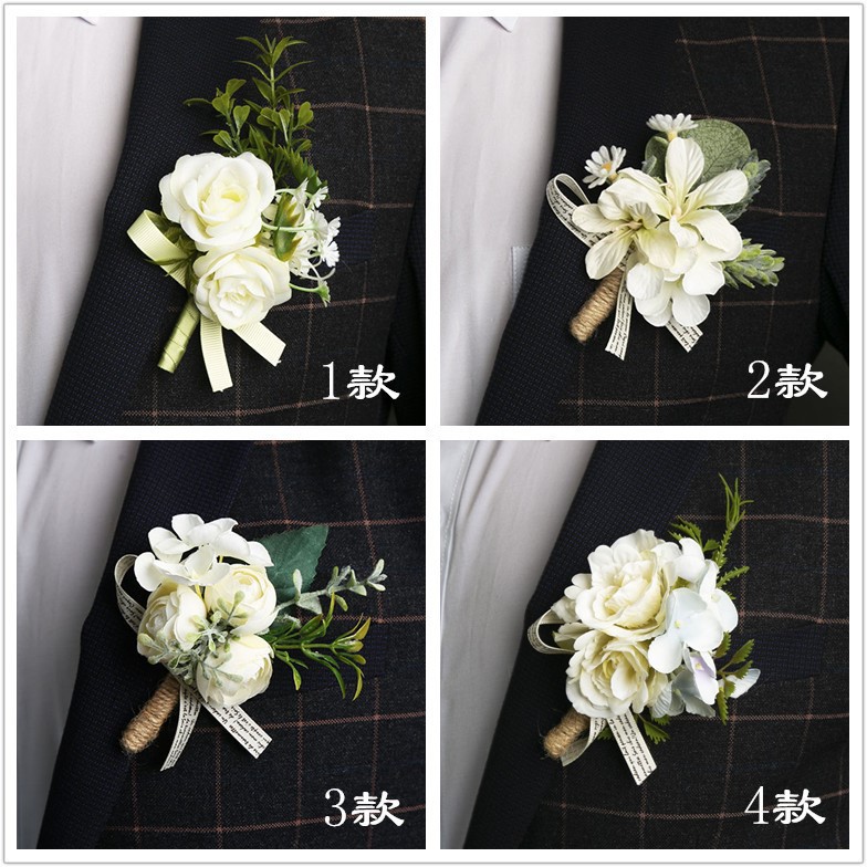 新款韩式西式婚礼结婚新郎新娘胸花手腕花白色森系伴娘姐妹团襟花
