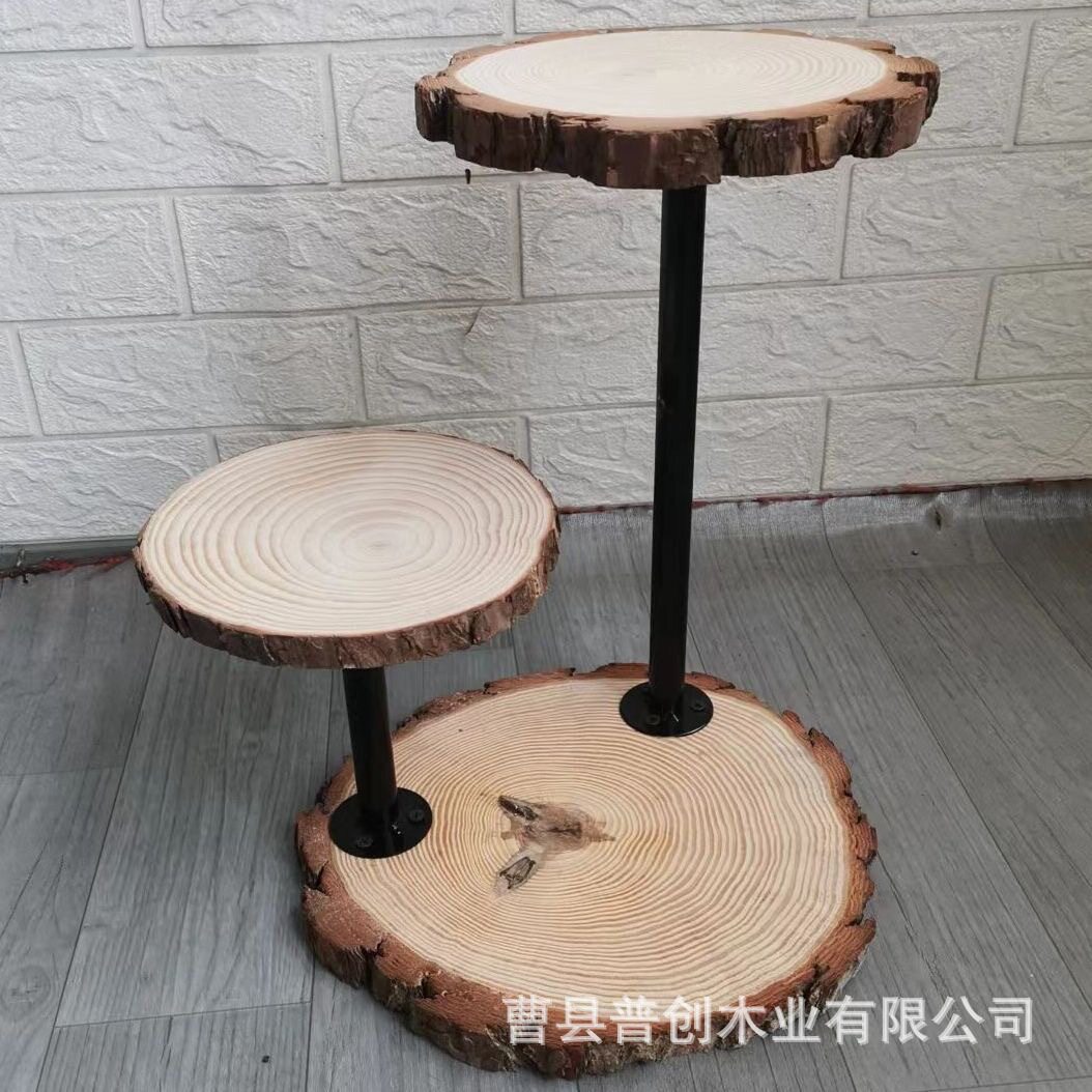 阳台阶梯置物架实木蛋糕摆放