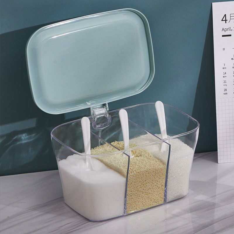 家用透明调味盒三格厨房用品