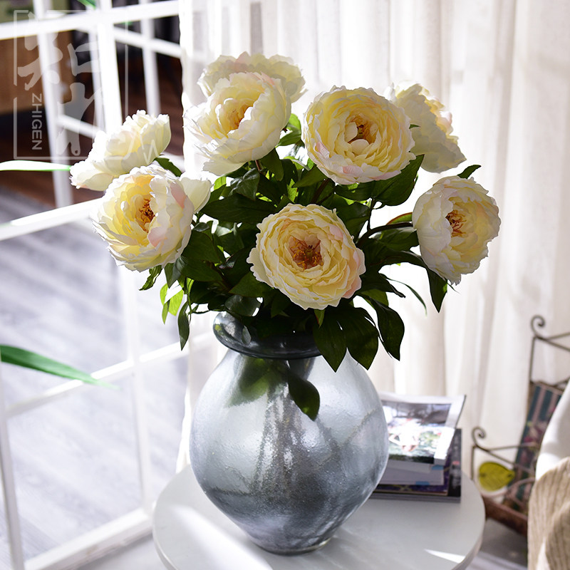 高档牡丹花绢花假花仿真花摆设客厅摆件花束餐桌塑料花艺插花装饰,家居饰品,仿真花/假花,淘宝优惠券,粉丝福利购,淘宝优惠卷