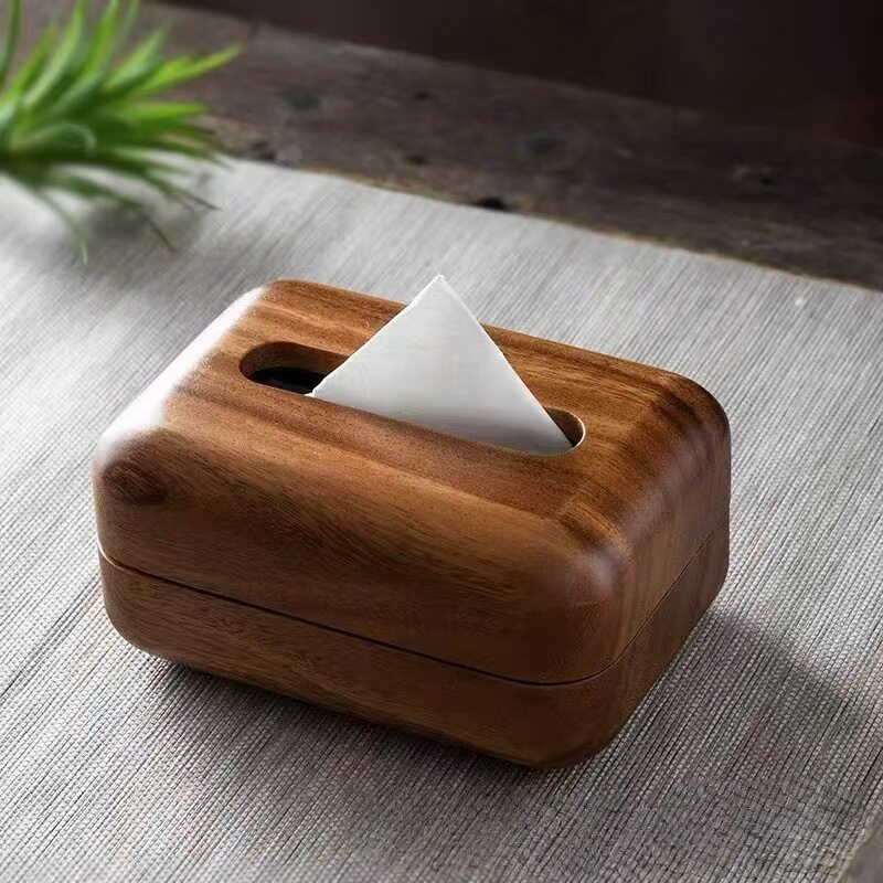 实木纸巾盒家用客厅抽纸盒日式餐巾纸收纳盒茶几桌面磁吸纸巾盒