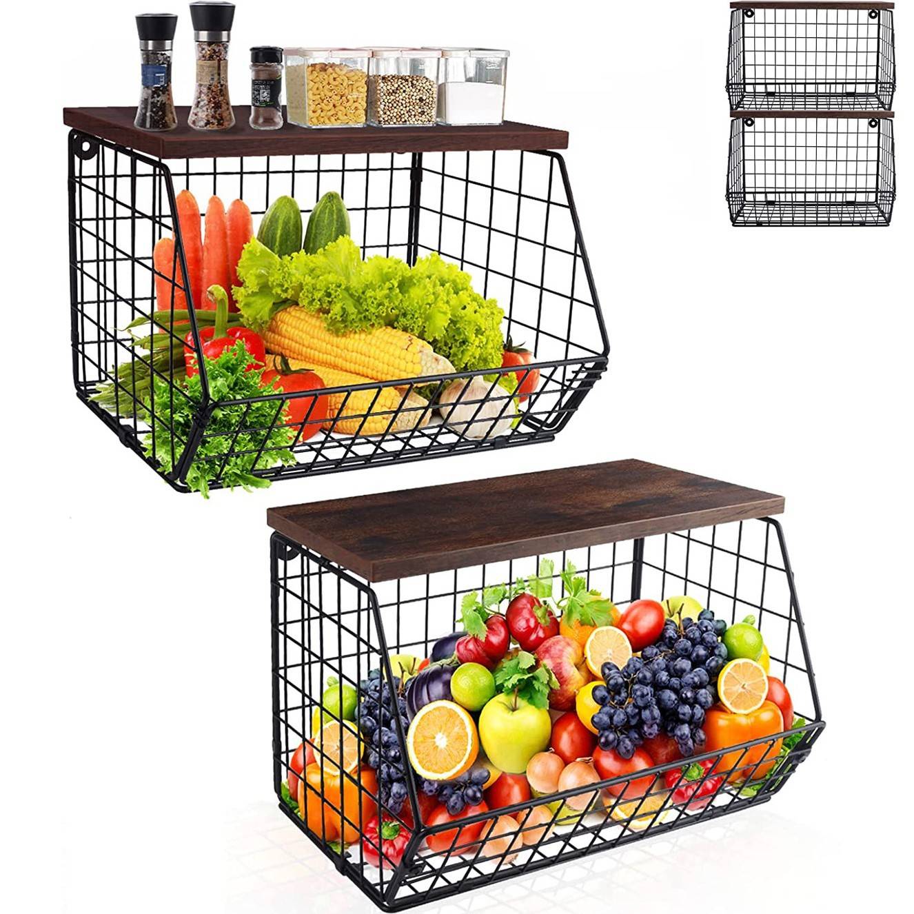 厨房金属置物架storagebasket可堆叠蔬菜水果玩具收纳框储物篮子