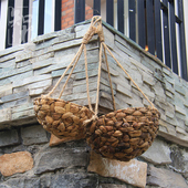 藤编 田园风格 花篮 吊花篮 插花篮 天然植物藤草编织挂花篮 知根