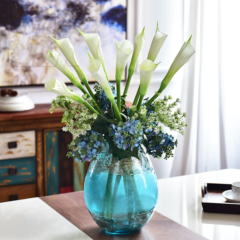 知根 仿真花手感pu马蹄莲客厅假花摆件花艺 软装装饰花艺插花摆设