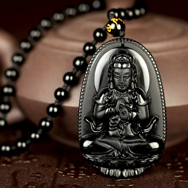 Natal Buddha Pendant Obsidian Necklace Year of the Ox Avalokitesvara Monju Mahasthamaprapta Bodhisattva Patron saint Jewelryin the Accessories/Fashion Jewelry, Pendant/Pendant  category - from Buy2taobao.com to provide professional Taobao agent buy service