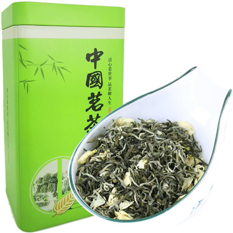 佰香集2023新茶叶茉莉花茶(AAA)碧潭飘白雪花草茶浓香型250克罐装