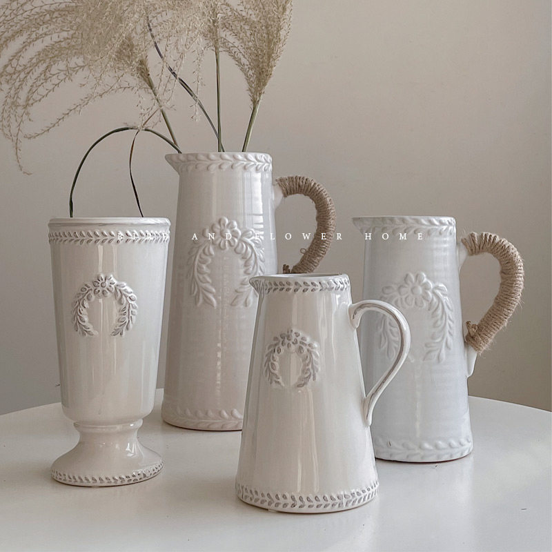 鸟与花家斯洛特白色美式乡村花瓶