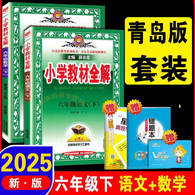 2025新版 小学教材全解六年级下册数学全解 青岛版(六三制)6六年级下册语文人教部编版教材全解 同步辅导资料教材教辅书六年级全套