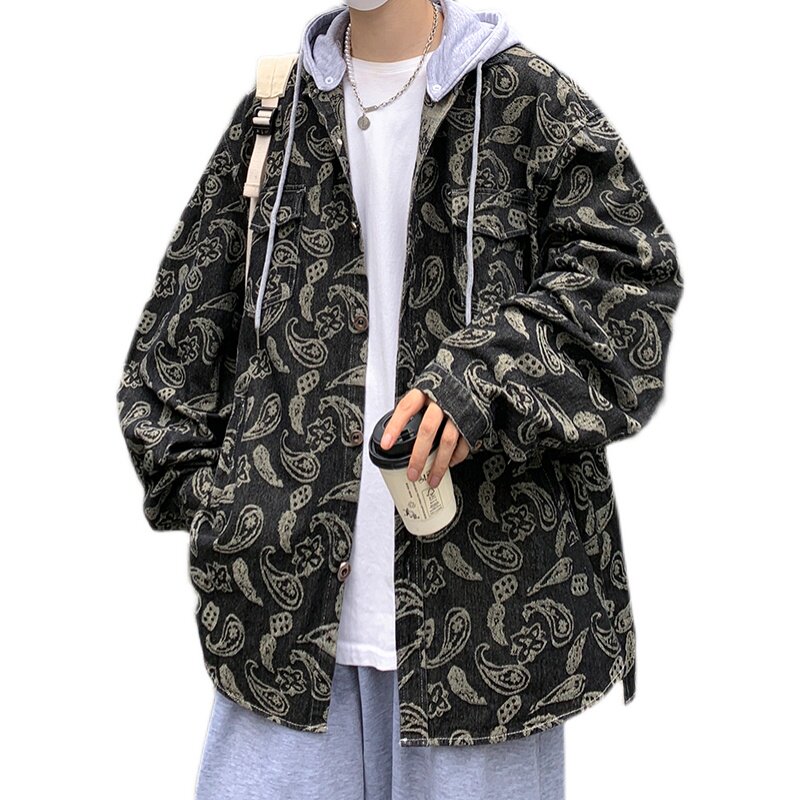秋装新款连帽可拆卸牛仔夹克青少年港风宽松上衣外套JK08P85,男装夹克,星座410(原411)