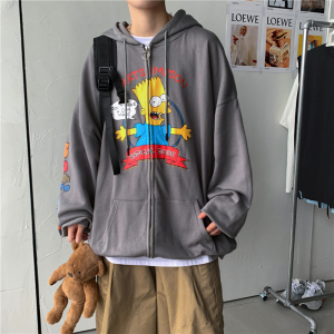 男士青少年卫衣连帽潮ins港风情侣宽松潮牌外套男WY01P45,靴子开衫搭配女图片